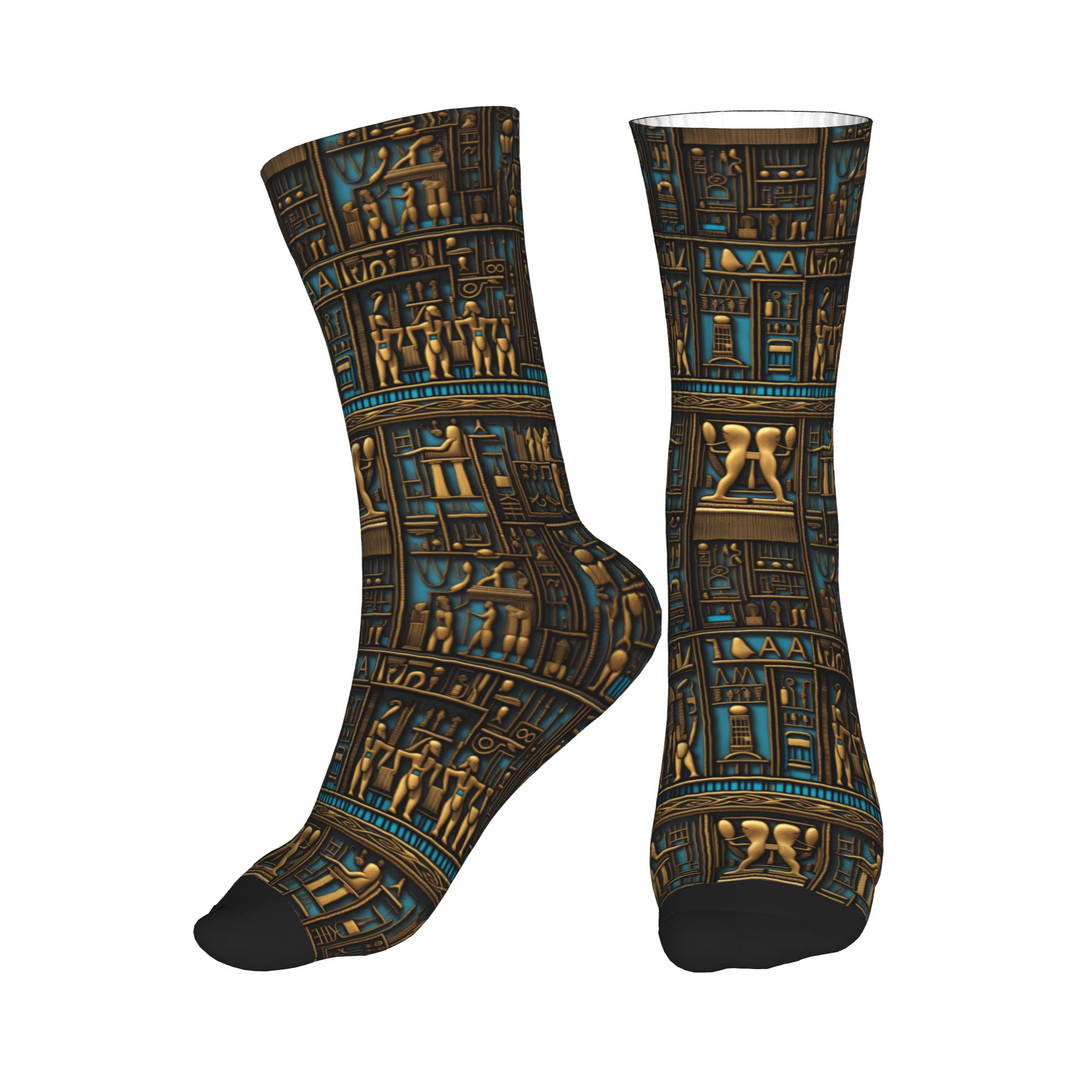 Dress Sock Men - Zabawne męskie skarpetki z egipskimi hieroglifami,