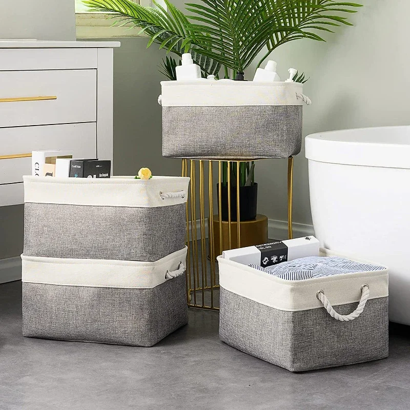 Sock Organizer Tray - Lniany składany kosz do przechowywania, składany